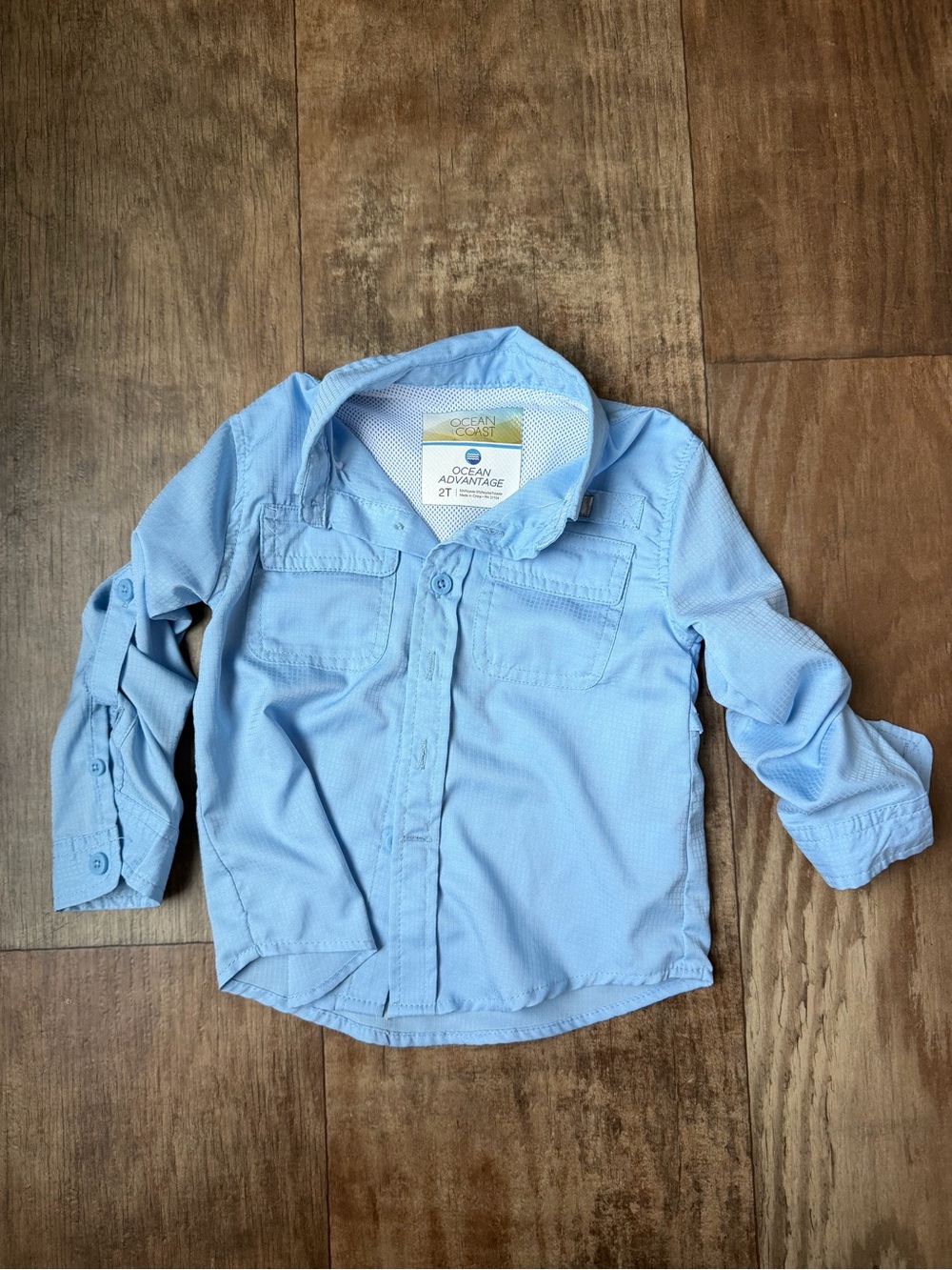 Ocean & Coast Boys Fishing Shirt 2T Blue Long Sleeve Vented UPF #013